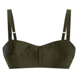 Front product shot of the Oroton Satin Bralette in Khaki and 85% Polyester, 15% Silk for Women