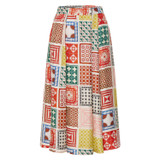 Front product shot of the Oroton Quilt Print Skirt in Bone and 100% Silk for Women