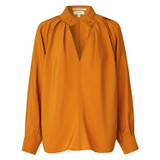 Front product shot of the Oroton Soft Blouse in Maple and 75% Viscose 25% Polyester for Women