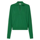 Front product shot of the Oroton Relaxed Polo Top in Tennis Green and 100% Wool for Women