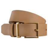 Front product shot of the Oroton Cara Narrow Belt in Toast and Smooth Leather for Women