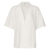 Front product shot of the Oroton Crochet Trim Shirt in Antique White and 100% Linen for Women