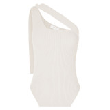 Front product shot of the Oroton Rib Knit Tank in Cream and 83% Viscose 17% Polyester for Women