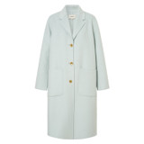 Front product shot of the Oroton Double Face Wool Overcoat in Blue and 50% Wool 50% Polyester for Women