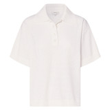 Front product shot of the Oroton Mesh Stitched Polo in White and 83% Viscose, 17% Polyester for Women
