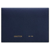 Front product shot of the Oroton Lilly 4 Credit Card Fold Wallet in Azure Blue and Pebble Leather for Women