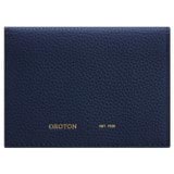 Front product shot of the Oroton Lilly 4 Credit Card Fold Wallet in Azure Blue and Pebble Leather for Women