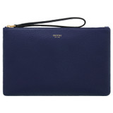 Front product shot of the Oroton Eve Medium Pouch in Azure Blue and Pebble Leather for Women