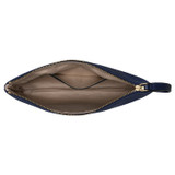 Internal product shot of the Oroton Eve Medium Pouch in Azure Blue and Pebble Leather for Women