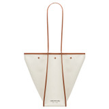 Front product shot of the Oroton Audun Large Tote in Natural/Brandy and Coated Canvas with Smooth Leather Trims for Women