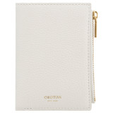 Front product shot of the Oroton Margot Mini 10 Credit Card Zip Wallet in Clotted Cream and Pebble leather for Women