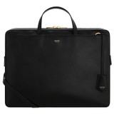 Front product shot of the Oroton Muse Apple 15" Slim Laptop Bag in Black and Vegan leather for Women