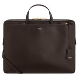 Front product shot of the Oroton Muse Apple 15" Slim Laptop Bag in Dark Chocolate and Vegan leather for Women