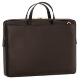 Back product shot of the Oroton Muse Apple 15" Slim Laptop Bag in Dark Chocolate and Vegan leather for Women