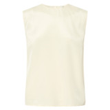 Front product shot of the Oroton Silk Shell Top in Vanilla Bean and 92% silk, 8% Spandex for Women