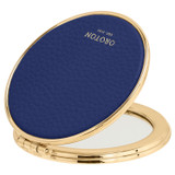 Front product shot of the Oroton Eve Round Mirror in Azure Blue and Pebble leather for Women