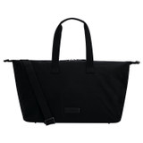 Front product shot of the Oroton Ethan Zip Top Weekender in Black and Recycled nylon and recycled leather trim for Men