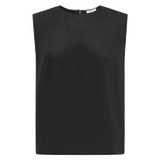 Front product shot of the Oroton Silk Shell Top in Black and 92% silk, 8% spandex for Women
