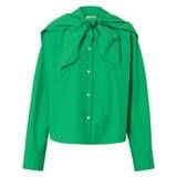 Front product shot of the Oroton Cape Blouse in Jewel Green and 100% cotton for Women