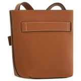 Back product shot of the Oroton Post Bucket Bag in Amber/Cognac and Pebble leather with smooth leather trims for Women