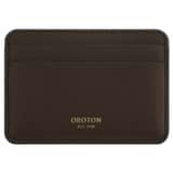 Front product shot of the Oroton Oro Credit Card Sleeve in Bear Brown and Smooth leather for 