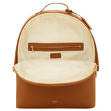 Internal product shot of the Oroton Margot Zip Backpack in Whiskey and Pebble leather for Women
