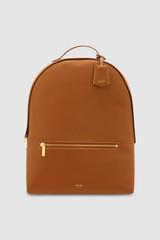 Front product shot of the Oroton Margot Zip Backpack in Whiskey and Pebble leather for Women