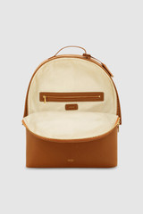 Internal product shot of the Oroton Margot Zip Backpack in Whiskey and Pebble leather for Women