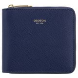 Front product shot of the Oroton Inez Small Zip Wallet in Azure Blue and Shiny soft saffiano for Women