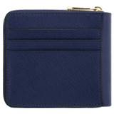 Back product shot of the Oroton Inez Small Zip Wallet in Azure Blue and Shiny soft saffiano for Women