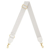 Front product shot of the Oroton Logo Webbing Bag Strap in Clotted Cream and Smooth leather for Women