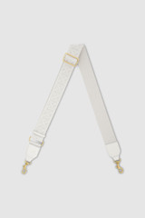 Front product shot of the Oroton Logo Webbing Bag Strap in Clotted Cream and Smooth leather for Women