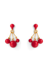 Front product shot of the Oroton Bowman Small Cluster Earrings in Worn Gold/Poppy and Brass base metal for Women
