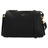 Front product shot of the Oroton Anika Zip Top Crossbody in Black and Pebble leather for Women