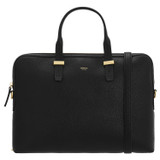 Front product shot of the Oroton Anika 14" Laptop Bag in Black and Pebble leather for Women