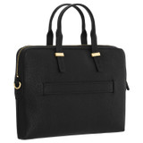 Back product shot of the Oroton Anika 14" Laptop Bag in Black and Pebble leather for Women