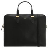 Front product shot of the Oroton Anika 16" Laptop Bag in Black and Pebble Leather for Women