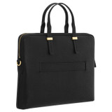 Back product shot of the Oroton Anika 16" Laptop Bag in Black and Pebble leather for Women