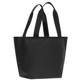 Back product shot of the Oroton Kaia Mini Shopper Tote in Black and Coated Canvas for Women