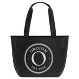 Front product shot of the Oroton Kaia Mini Shopper Tote in Black and Coated Canvas for Women