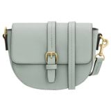 Front product shot of the Oroton Dylan Small Saddle Bag in Duck Egg and Pebble leather, smooth leather trims for Women