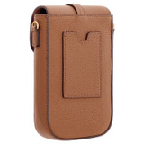 Back product shot of the Oroton Dylan Buckle Phone Crossbody in Tan and Pebble leather, smooth leather trims for Women