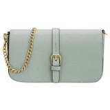 Front product shot of the Oroton Dylan Clutch Crossbody in Duck Egg and Pebble leather, smooth leather trims for Women