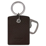 Front product shot of the Oroton Ethan Pebble Bi Fold Wallet & Bottle Opener in Bitter Chocolate and Pebble Leather for Men