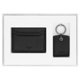 Front product shot of the Oroton Ethan Pebble Credit Card Sleeve & Bottle Opener in Black and Pebble Leather for Men