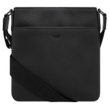 Front product shot of the Oroton Porter Pebble A5 Zip Crossbody in Black and Pebble Leather for Men