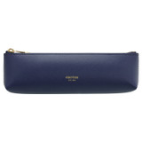 Front product shot of the Oroton Inez Pencil Case in Azure Blue and Shiny Soft Saffiano for Women