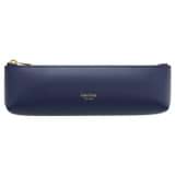 Front product shot of the Oroton Inez Pencil Case in Azure Blue and Shiny Soft Saffiano for Women