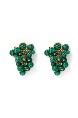 Front product shot of the Oroton Jupiter Earrings in Worn Gold/Malachite and Brass for Women