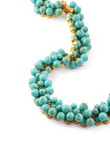 Back product shot of the Oroton Jupiter Necklace in Worn Gold/Turquoise and Brass for Women